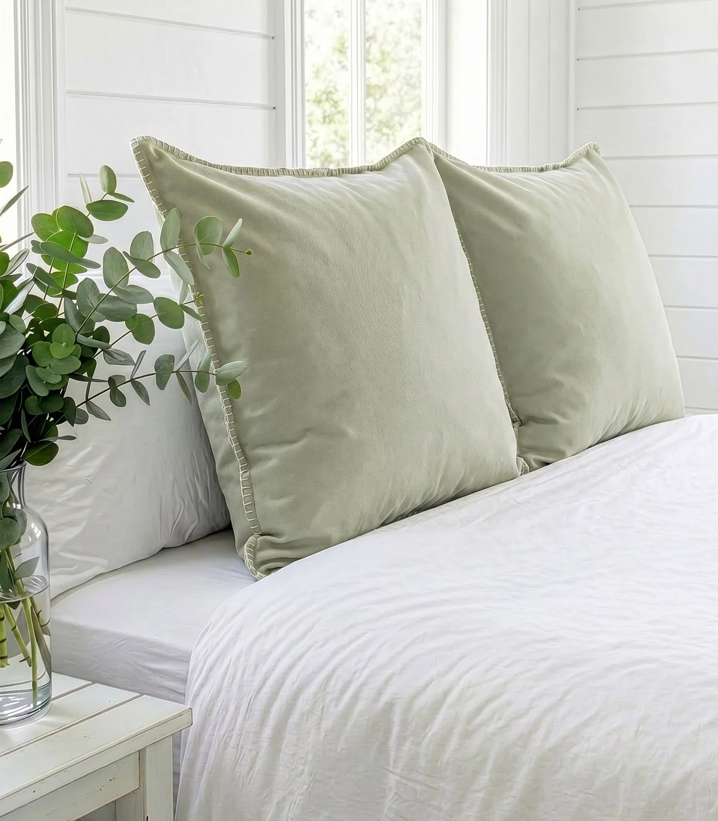 Organic Cotton European - Flannelette Pillow Cases - Whipstitch (pair) - Image 7