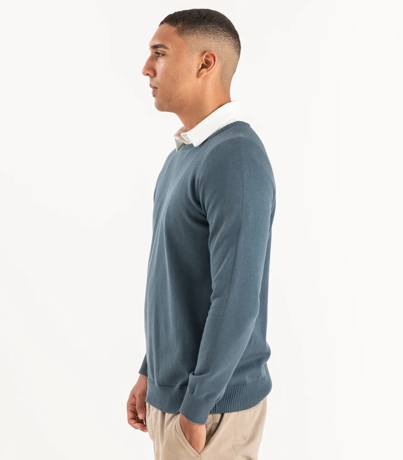 Organic Cotton Fine Knit Round Neck Sweater - Image 12