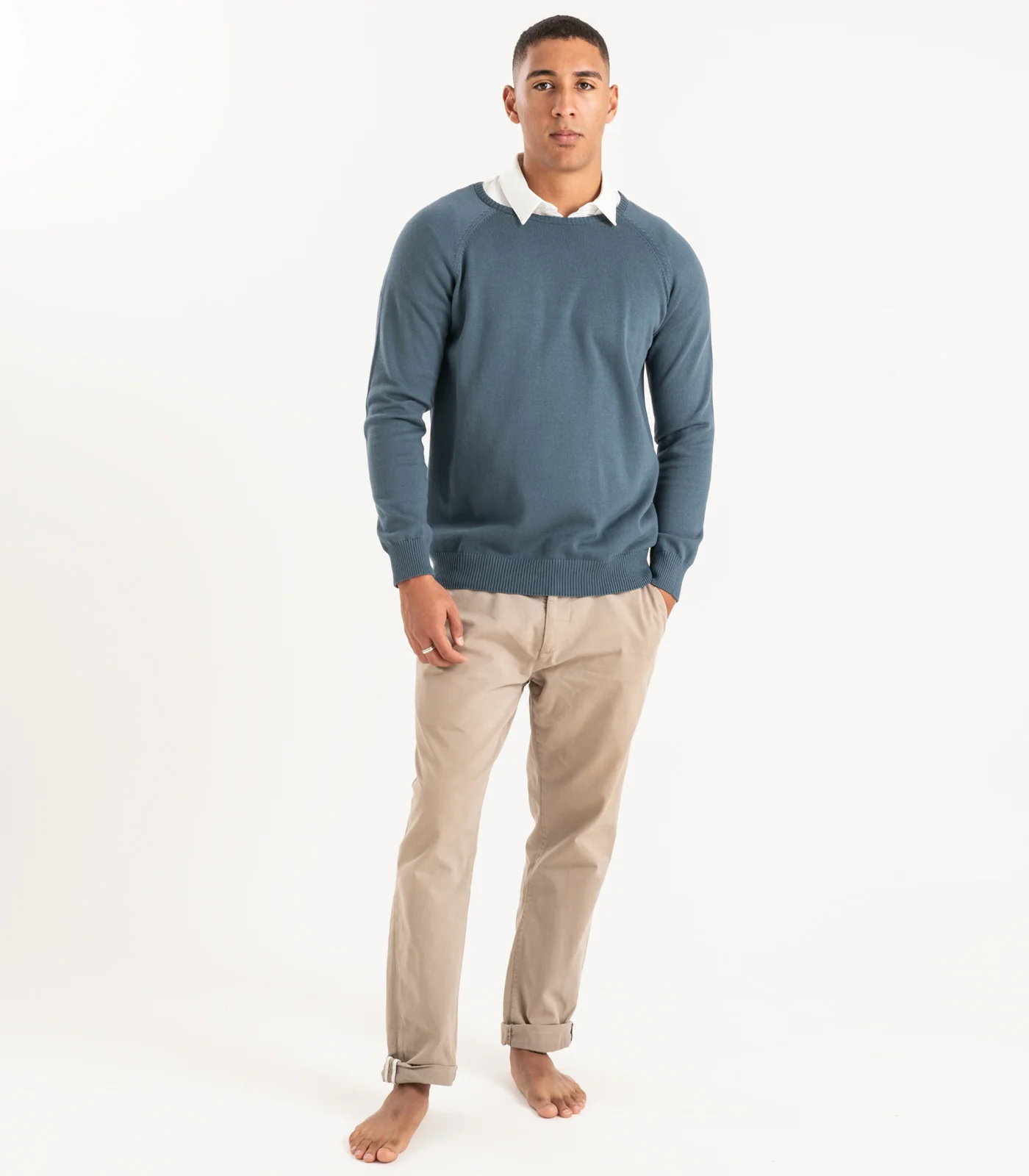 Organic Cotton Fine Knit Round Neck Sweater - Image 13