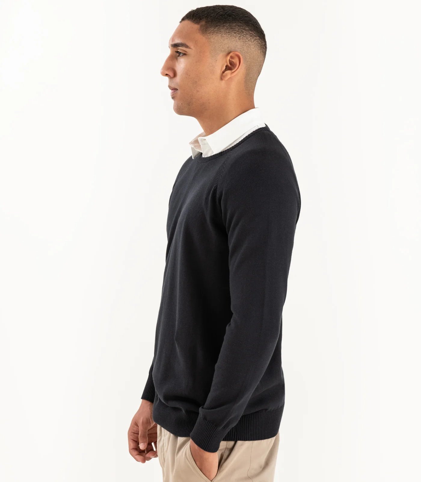 Organic Cotton Fine Knit Round Neck Sweater - Image 4