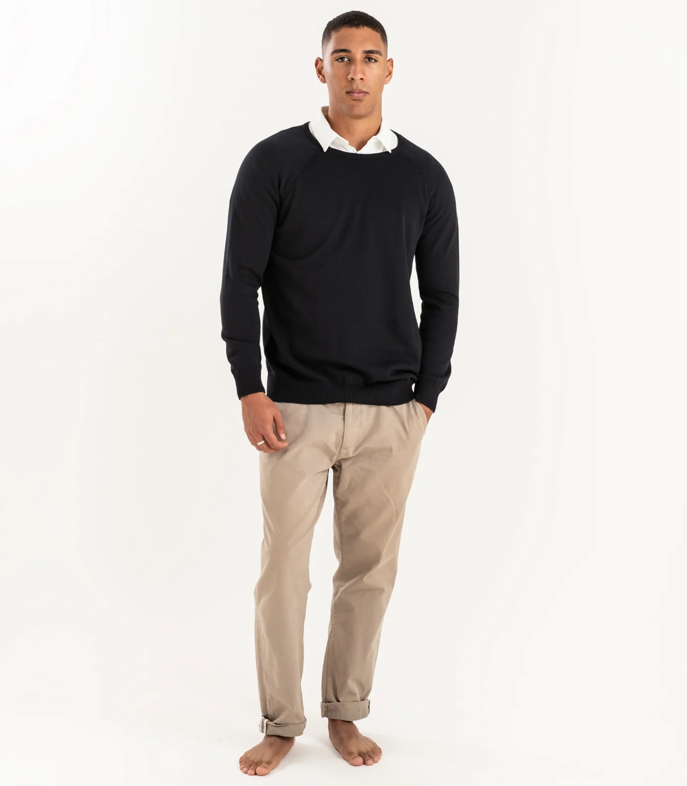 Organic Cotton Fine Knit Round Neck Sweater - Image 6