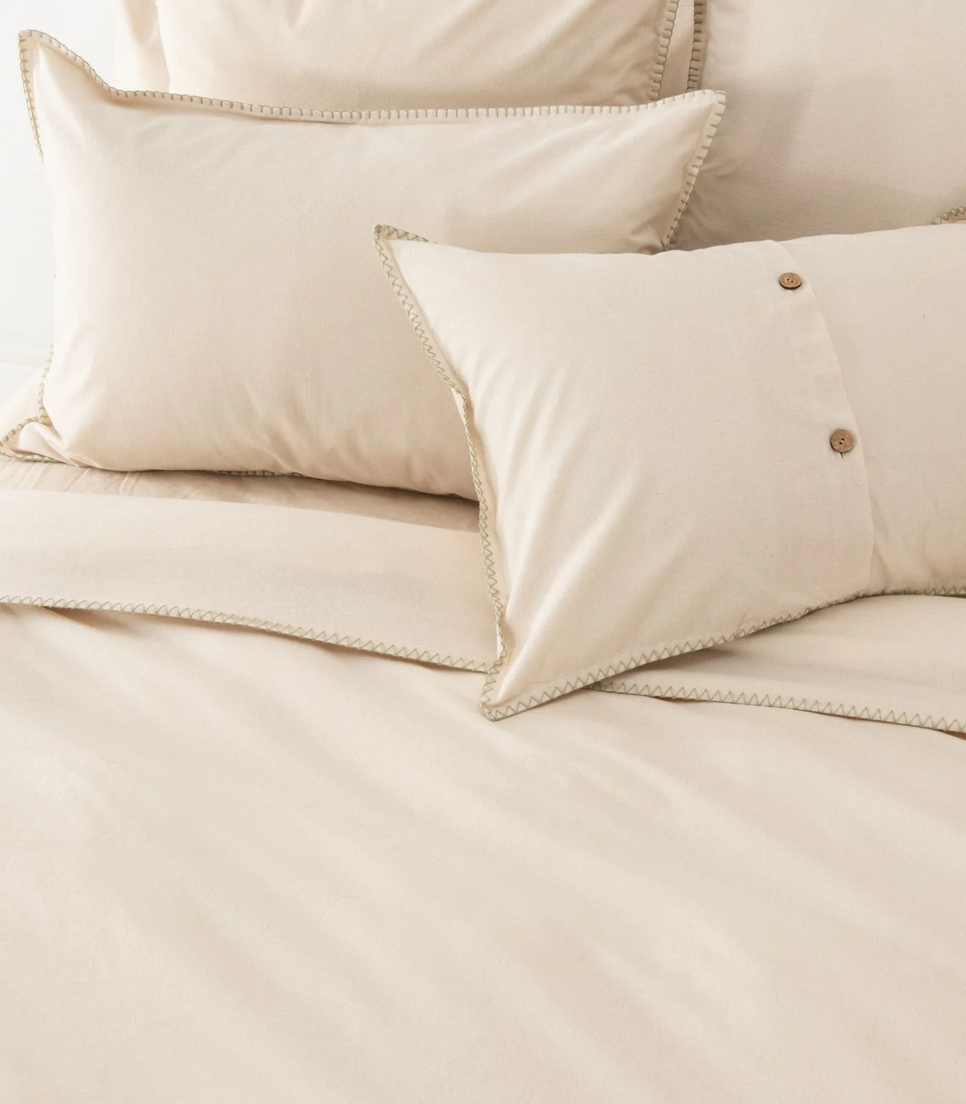Organic Cotton Flannelette Plain Quilt Cover Set - Whipstitch - Image 4