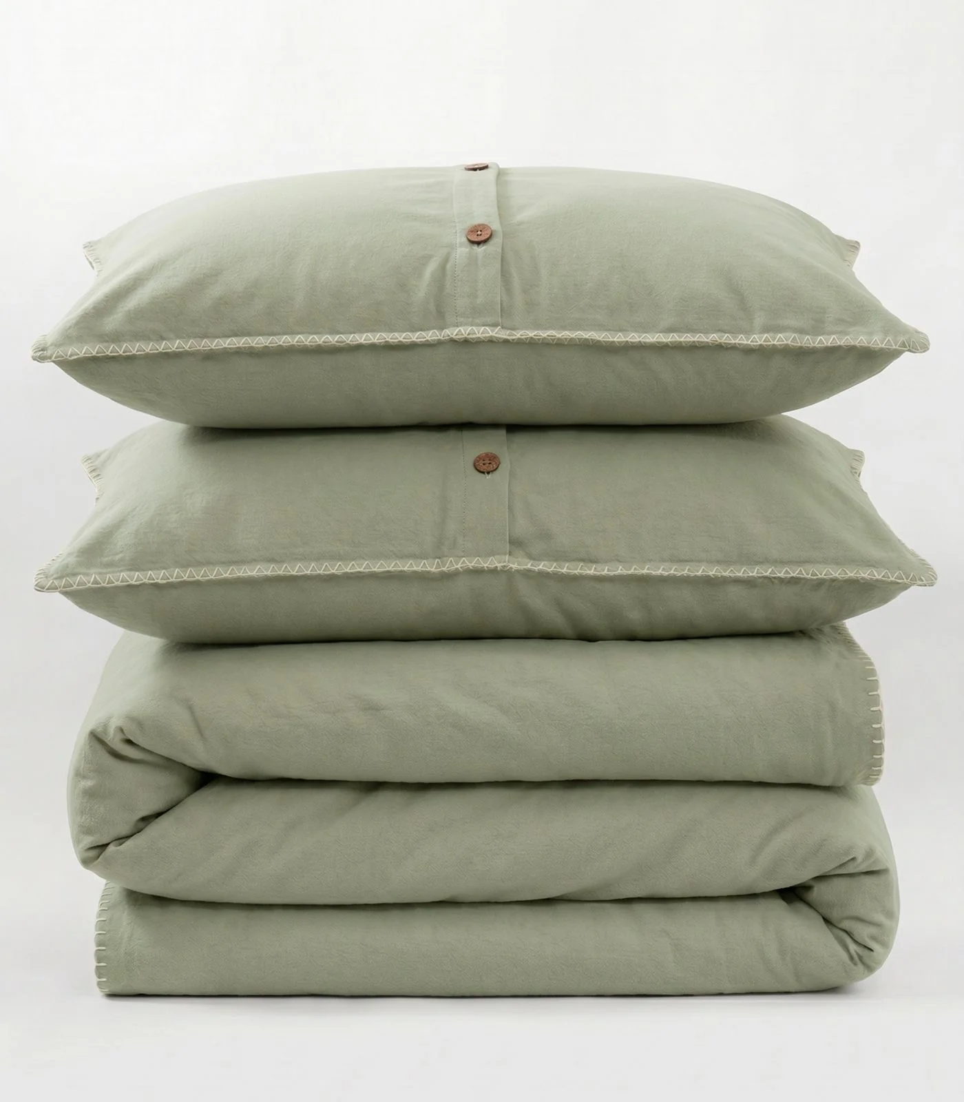 Organic Cotton Flannelette Plain Quilt Cover Set - Whipstitch - Image 9