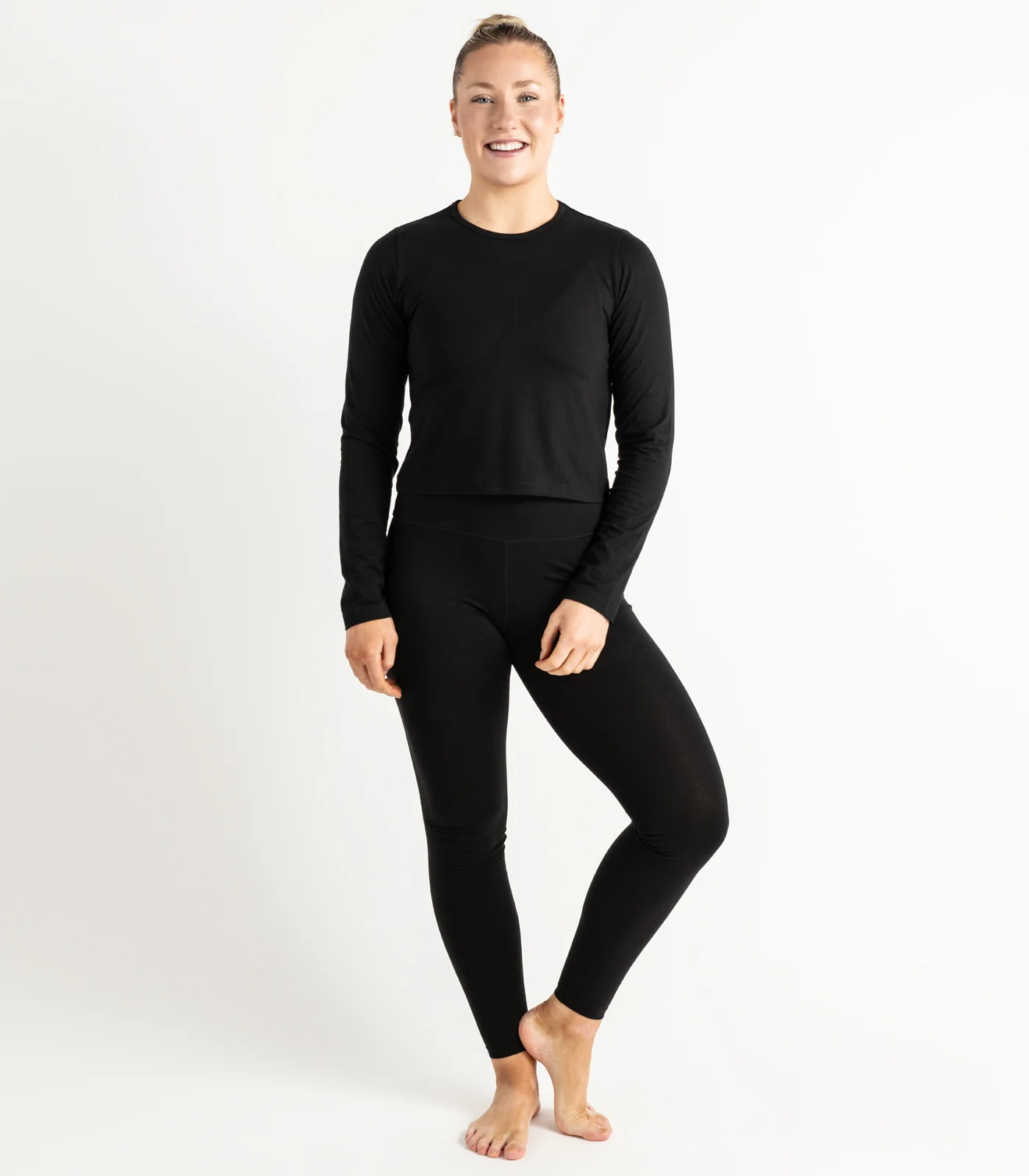 Organic Cotton Long Sleeve Fitted Crop Top - Image 16