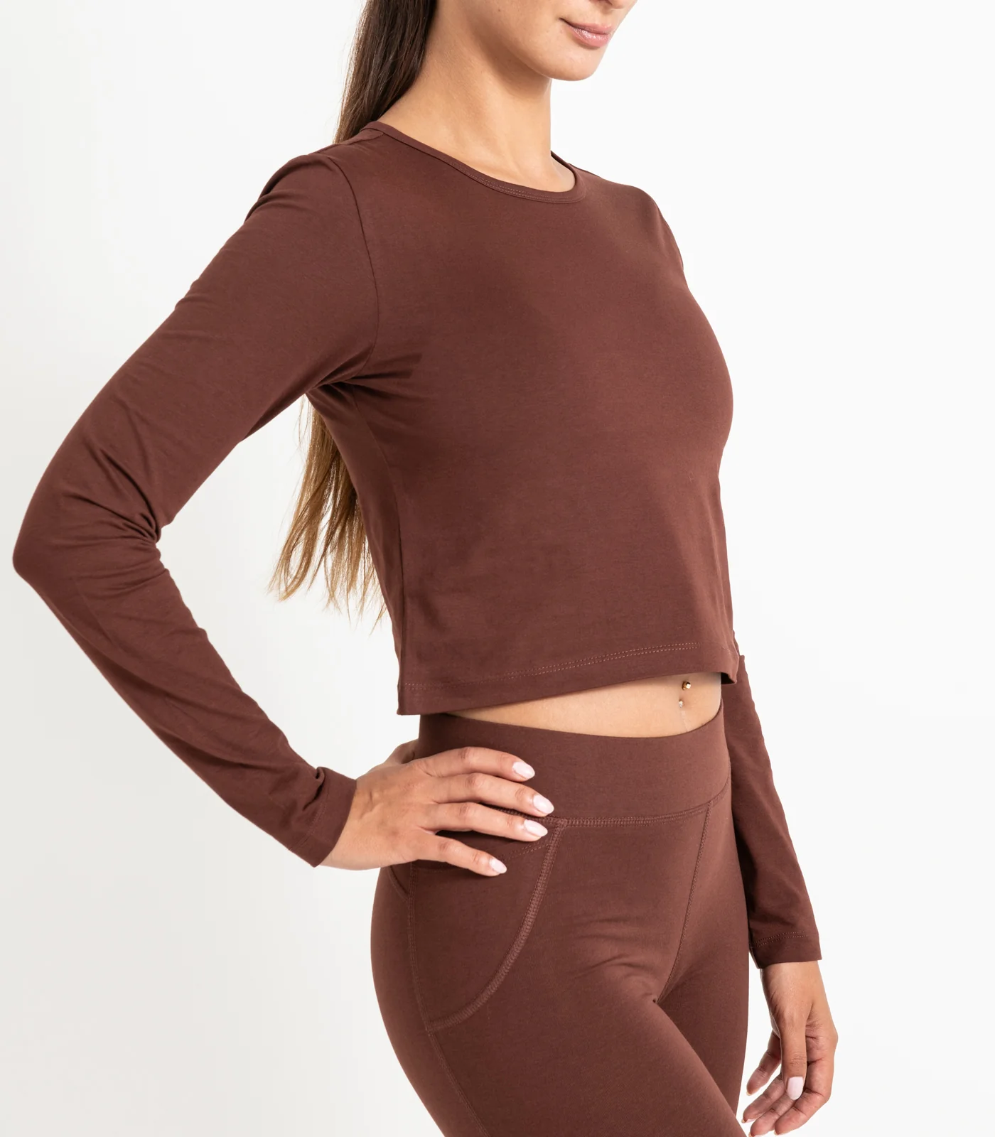 Organic Cotton Long Sleeve Fitted Crop Top - Image 7