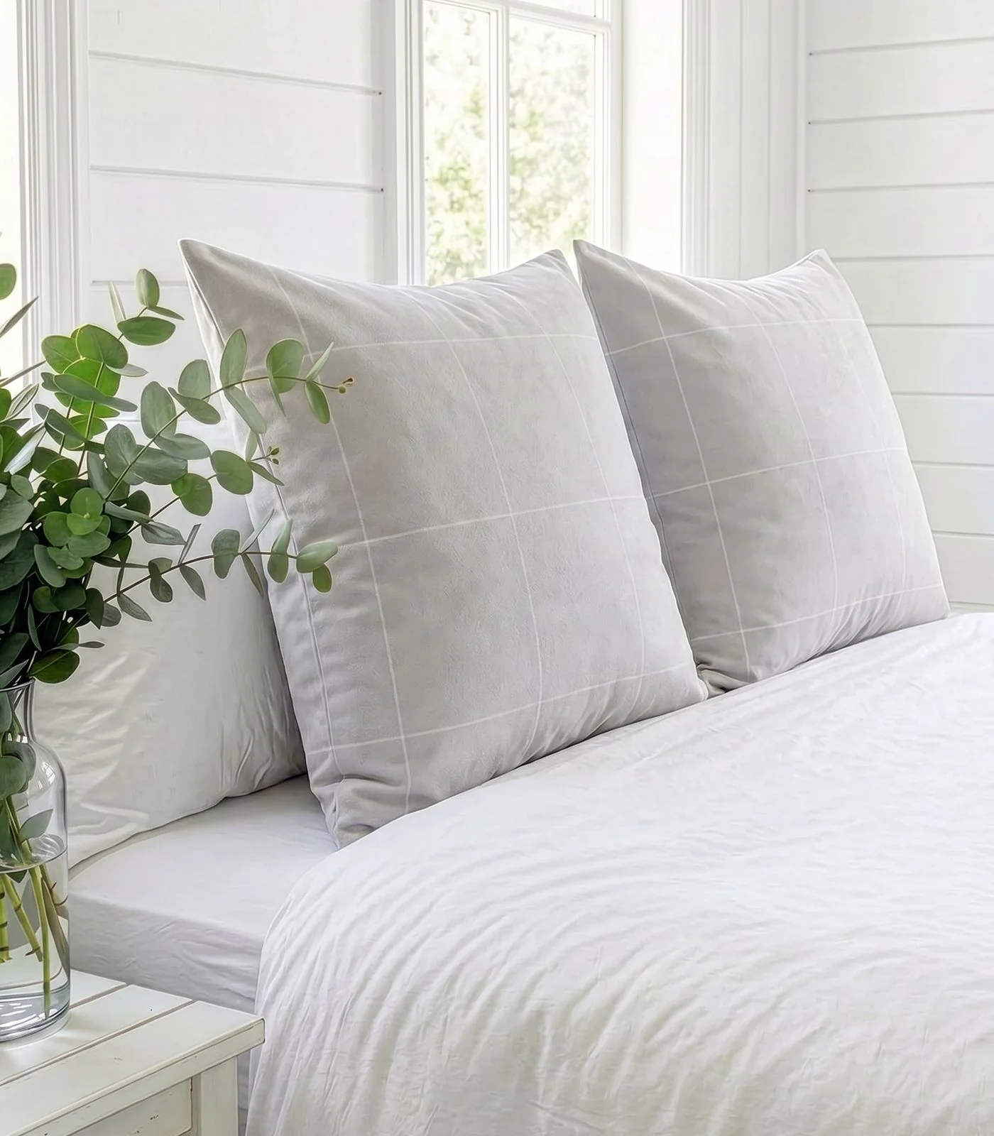 Organic Cotton European - Flannelette Pillow Cases - Windowpane (pair) - Image 7