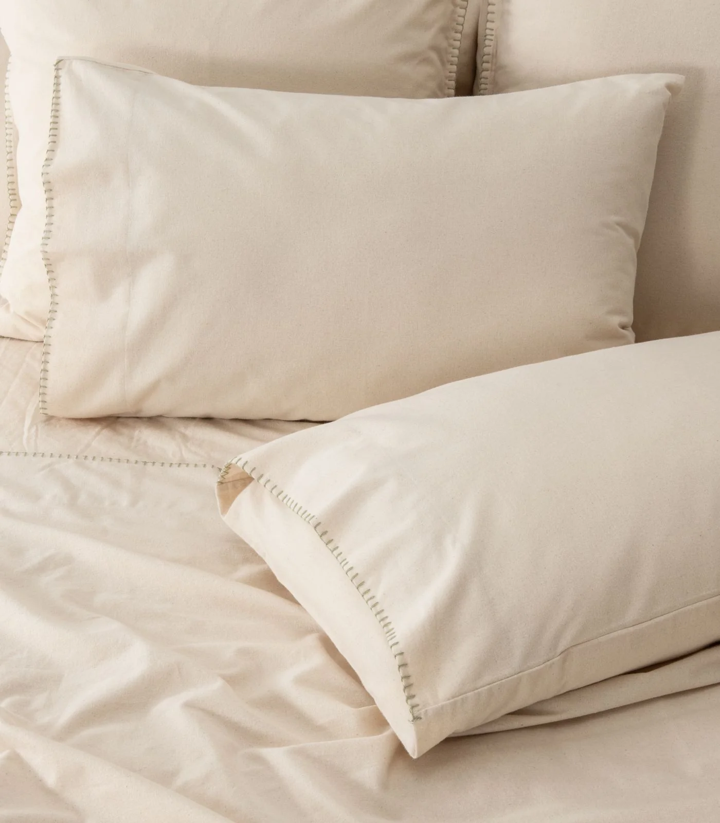 Organic Cotton Flannelette Pillow Cases - Whipstitch (pair) - Image 2