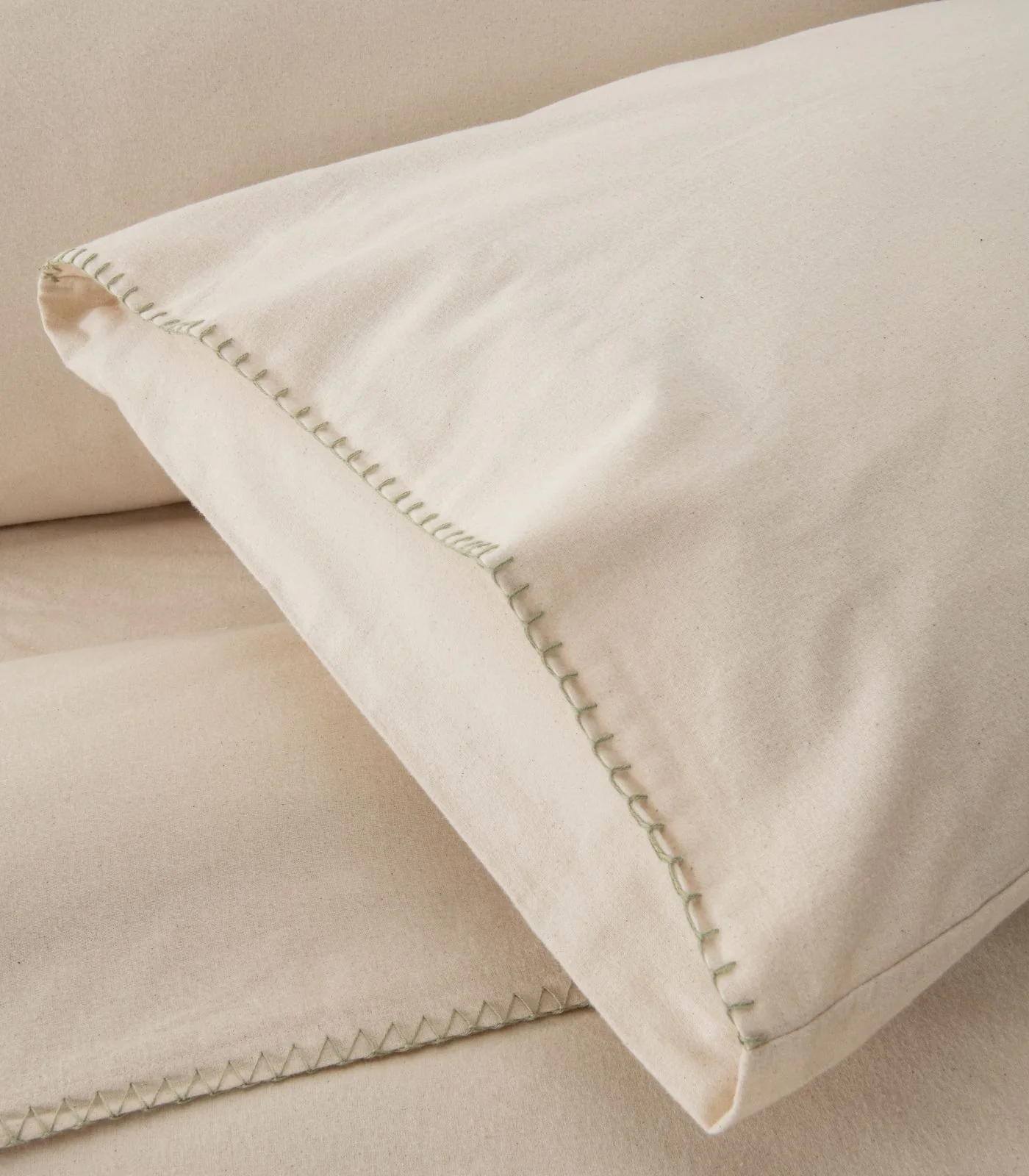 Organic Cotton Flannelette Pillow Cases - Whipstitch (pair) - Image 3