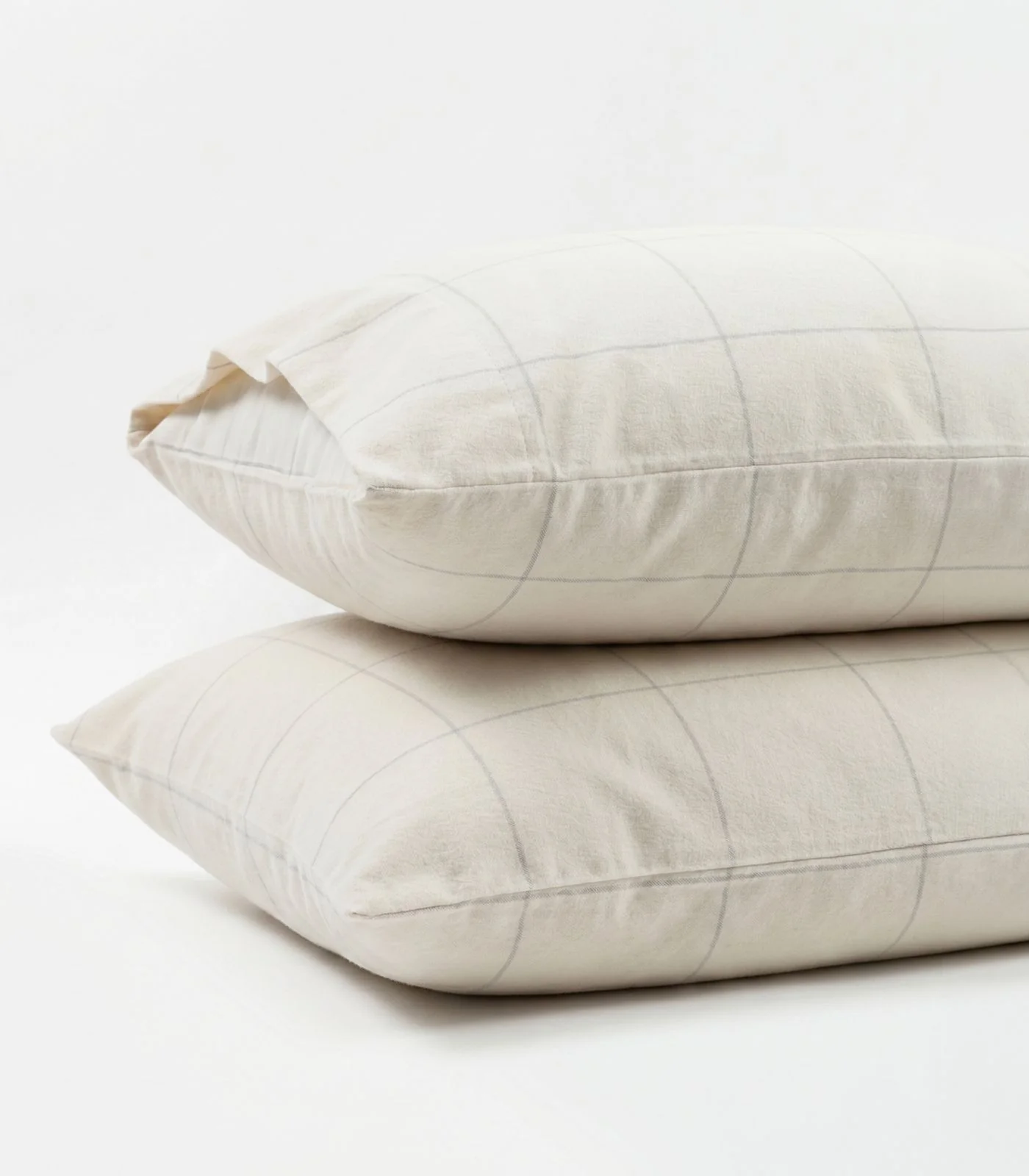 Organic Cotton Flannelette Pillow Cases - Windowpane (pair) - Image 3