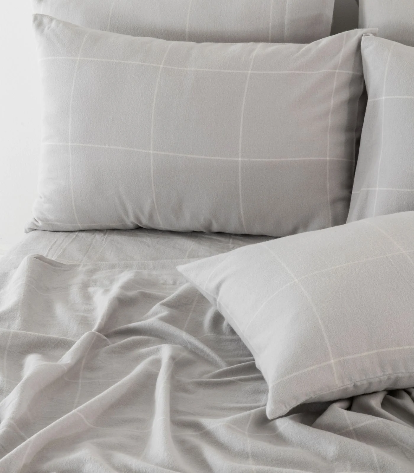 Organic Cotton Flannelette Pillow Cases - Windowpane (pair) - Image 8