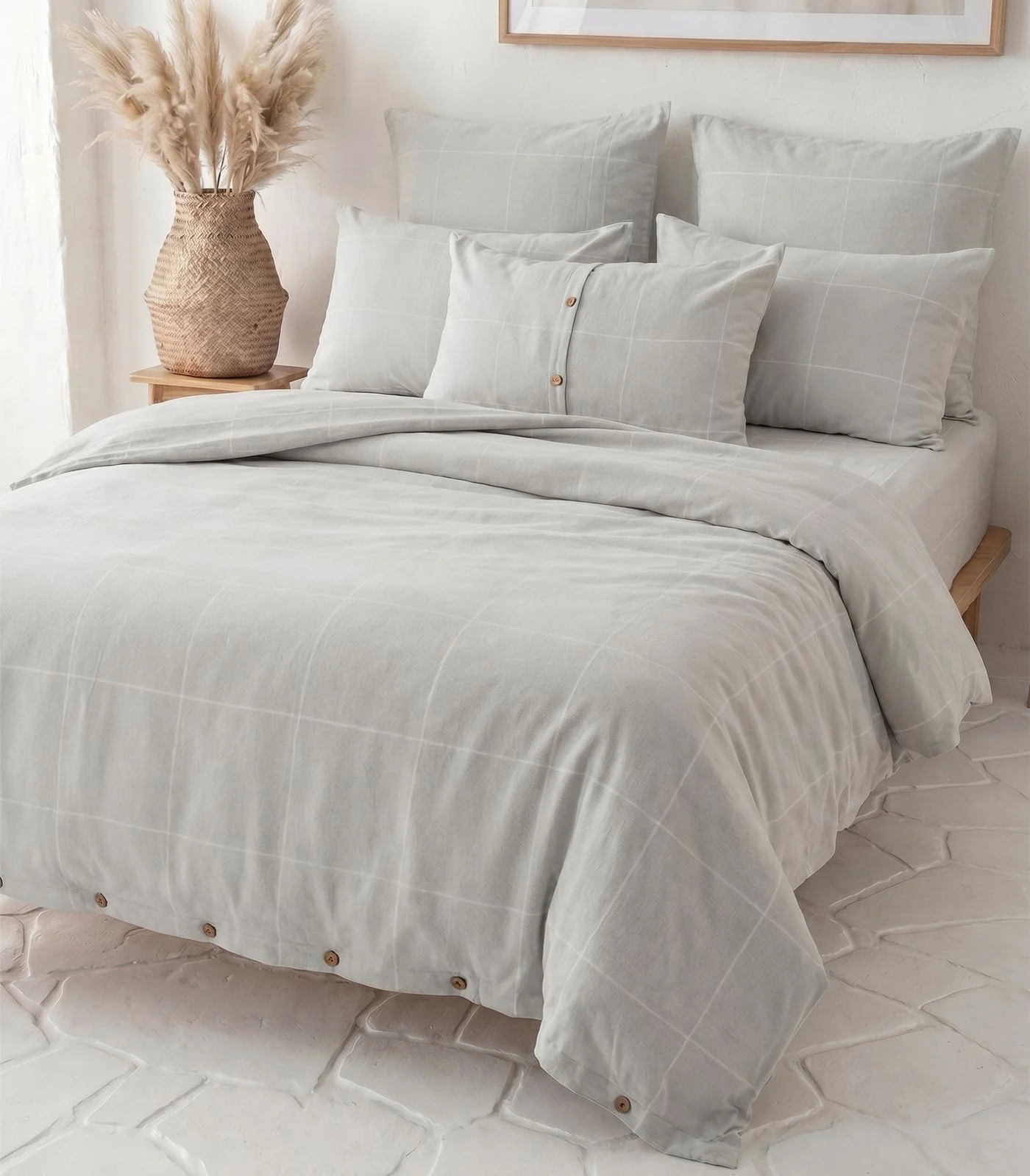 Organic Cotton Flannelette Quilt Cover Set - Windowpane - Image 8