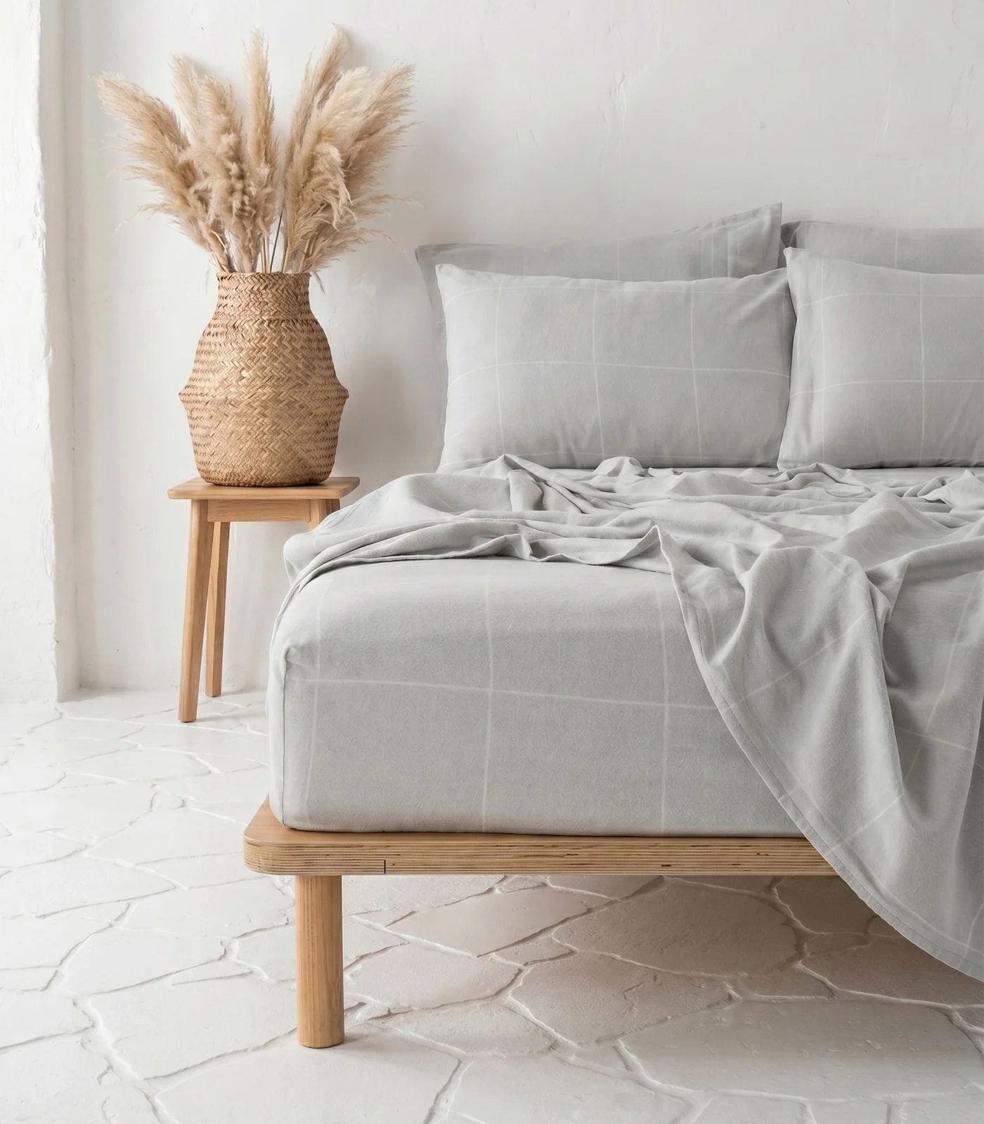 Organic Cotton Flannelette Sheet Set - Windowpane - Image 9