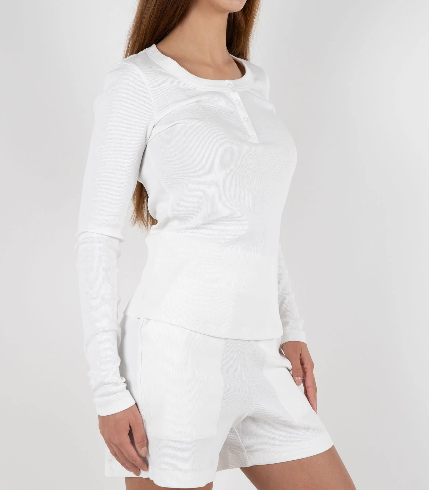 Organic Cotton Ribbed Long Sleeve Button Top - Image 28