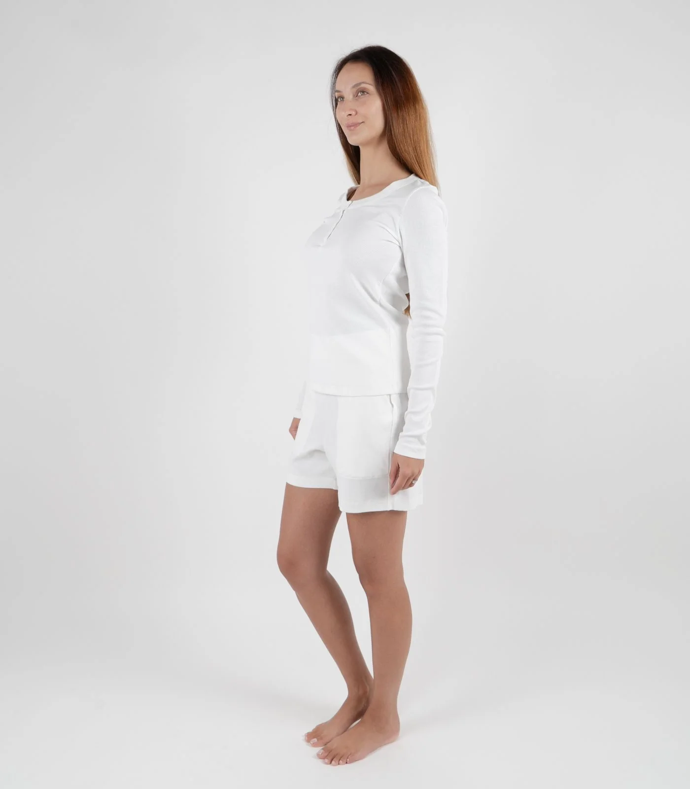 Organic Cotton Ribbed Long Sleeve Button Top - Image 30