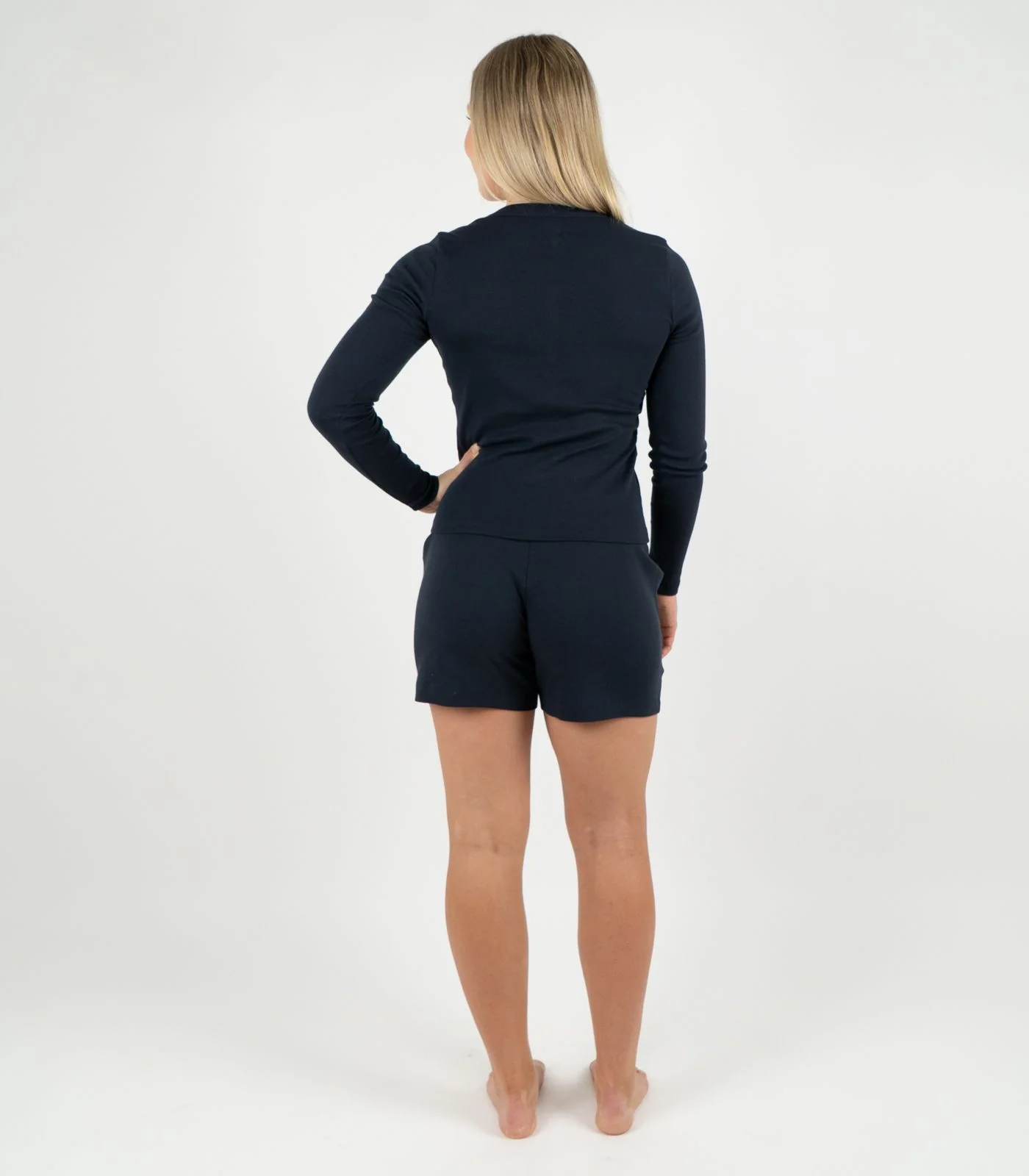 Organic Cotton Ribbed Long Sleeve Button Top - Image 45