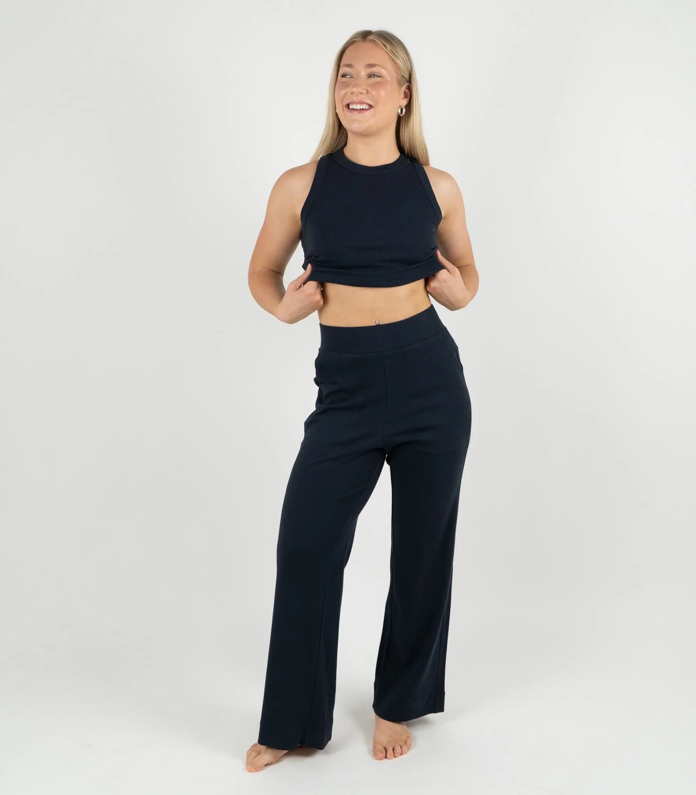 Organic Cotton Ribbed Wide Leg Lounge Pant - Image 13