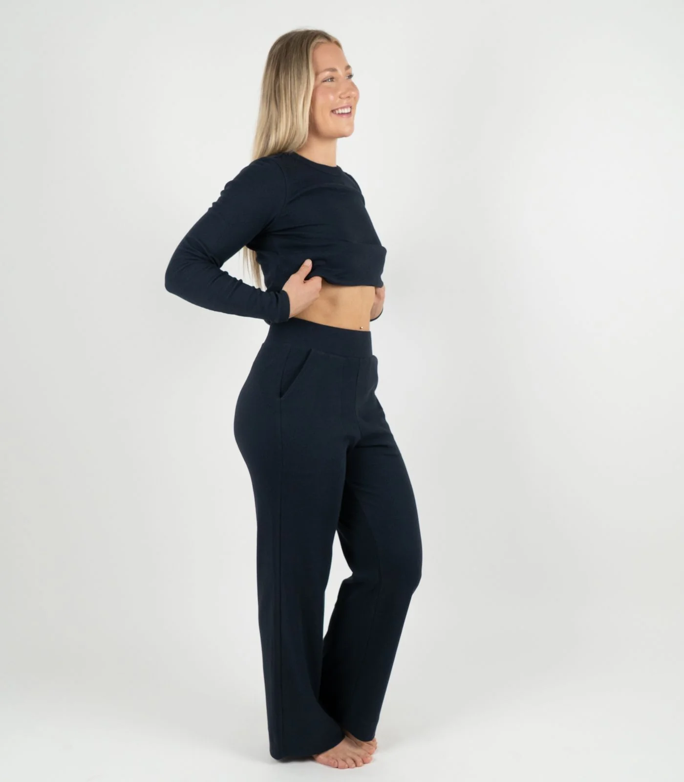 Organic Cotton Ribbed Wide Leg Lounge Pant - Image 17