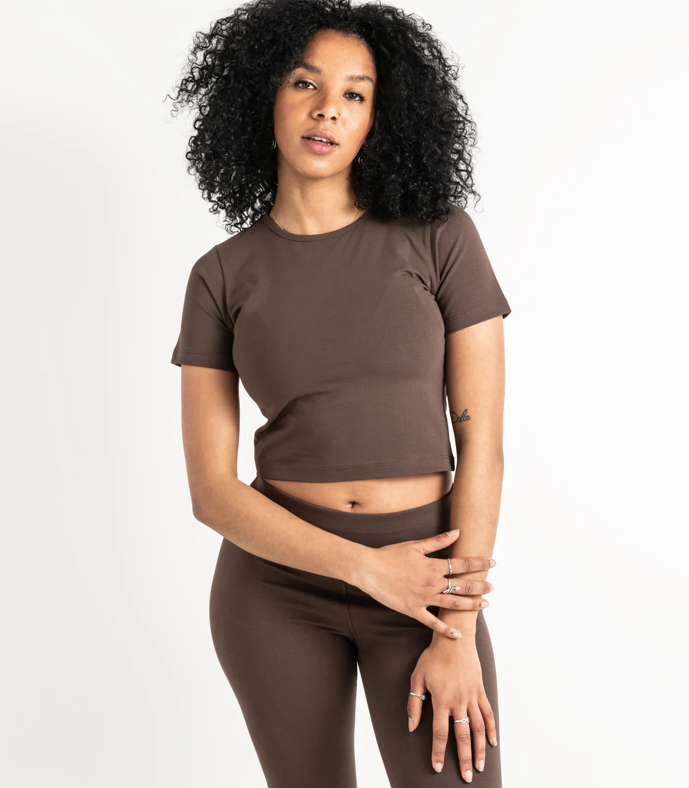 Organic Cotton Short Sleeve Fitted Crop Top