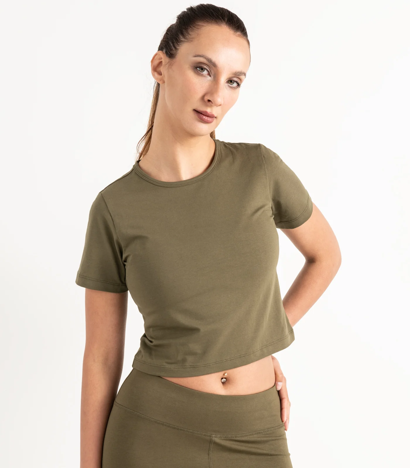 Organic Cotton Short Sleeve Fitted Crop Top - Image 6