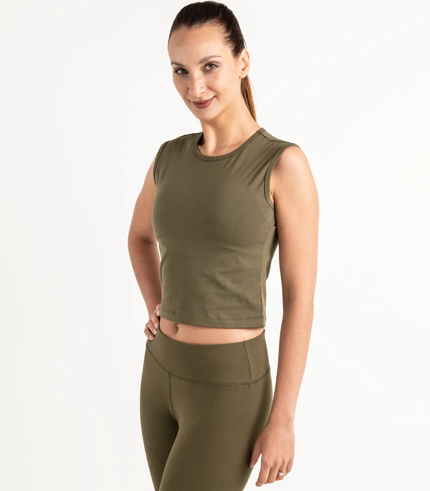 Organic Cotton Sleeveless Fitted Crop Top - Image 8