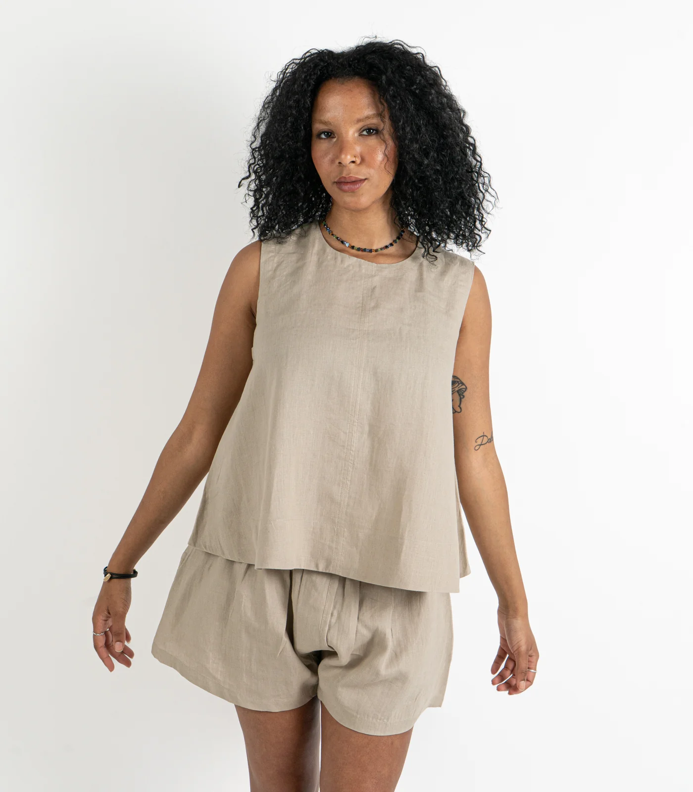 Organic Linen Sleeveless Lounge Shirt - Image 11