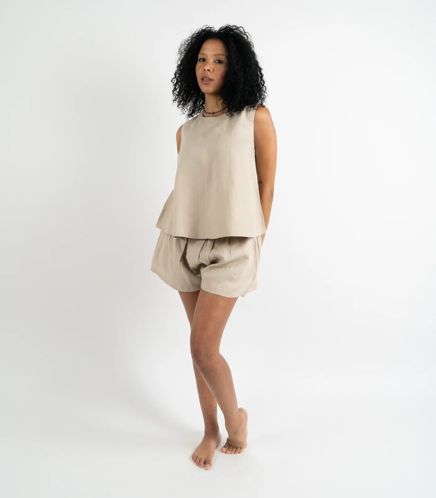 Organic Linen Sleeveless Lounge Shirt - Image 16