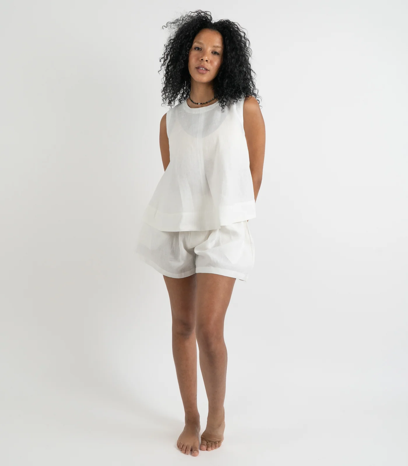 Organic Linen Sleeveless Lounge Shirt - Image 29