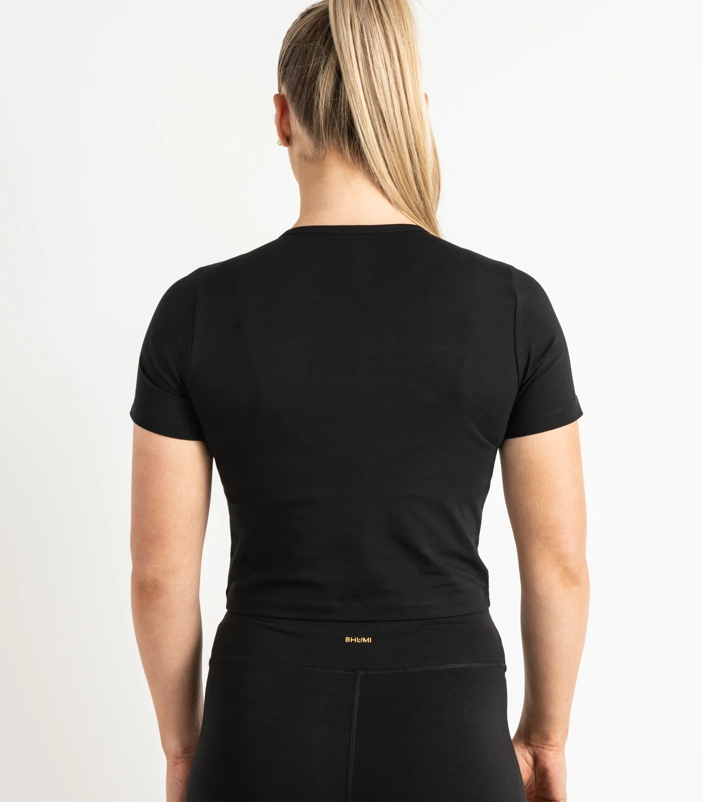 Organic Cotton Short Sleeve Fitted Crop Top - Image 3