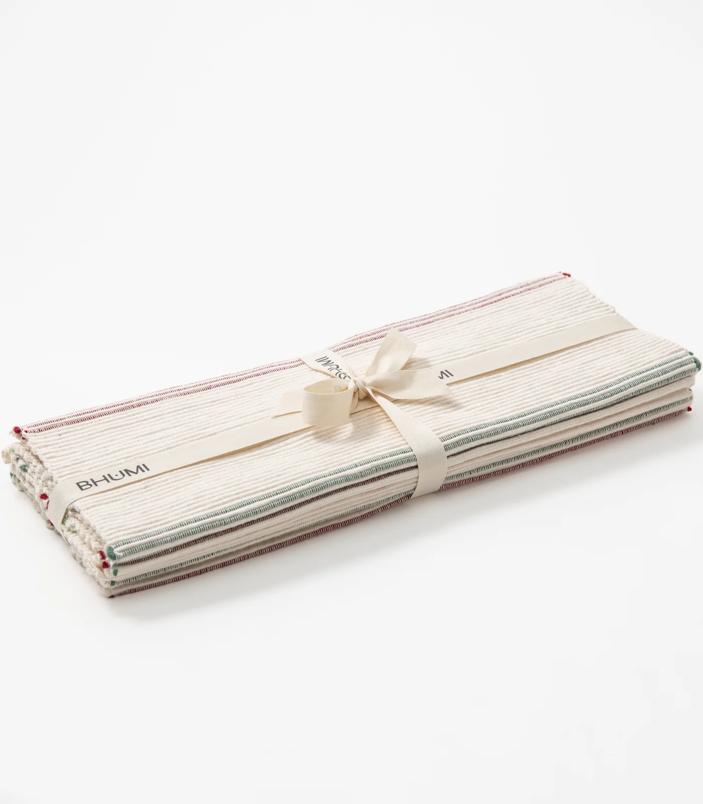 Organic Cotton Stripe Ribbed Placemat & Napkin Set (4 Pack Placemats + 4 Pack Napkins) - Image 4